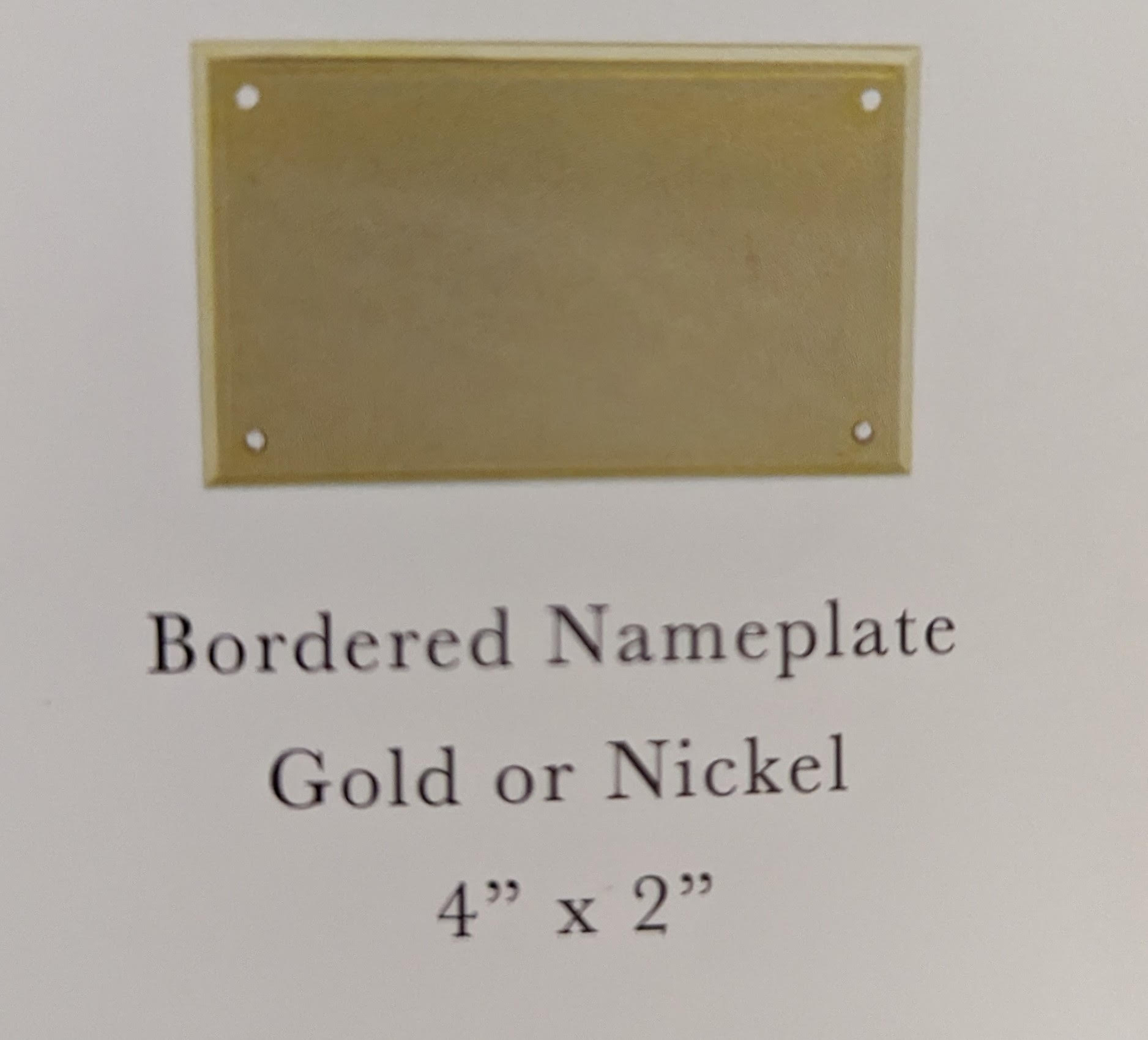 Bordered Nameplate Gold or Nickel 4'' x 2''